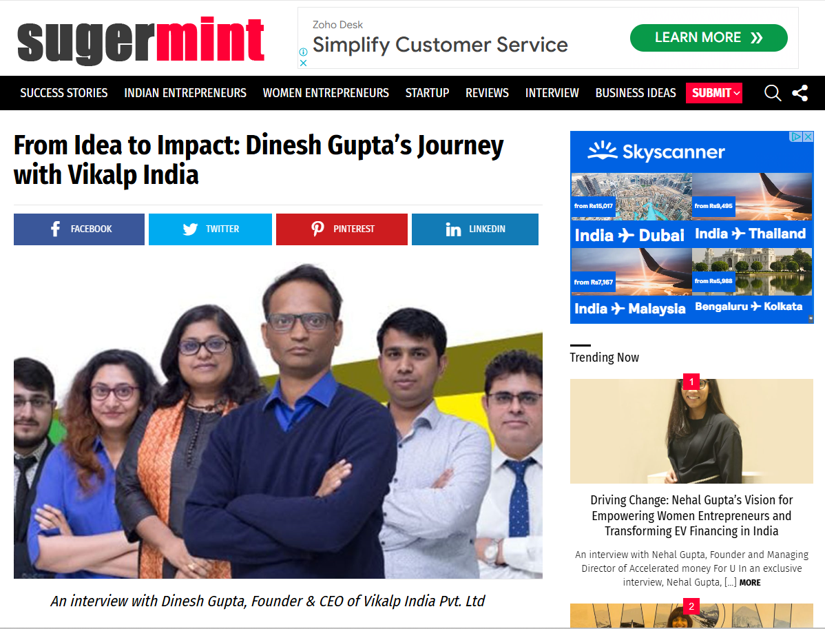 Vikalp in Media 4 Sugar Mint Article 1